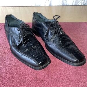 Giorgio Brutini Black Leather Alligator Tassel‎ Lace Men's Shoes Size 11M